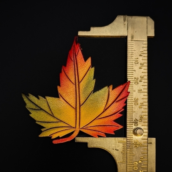 Vintage Autumn Leather Maple Leaf Brooch and Earrings Set - Cottagecore - Picture 5 of 7